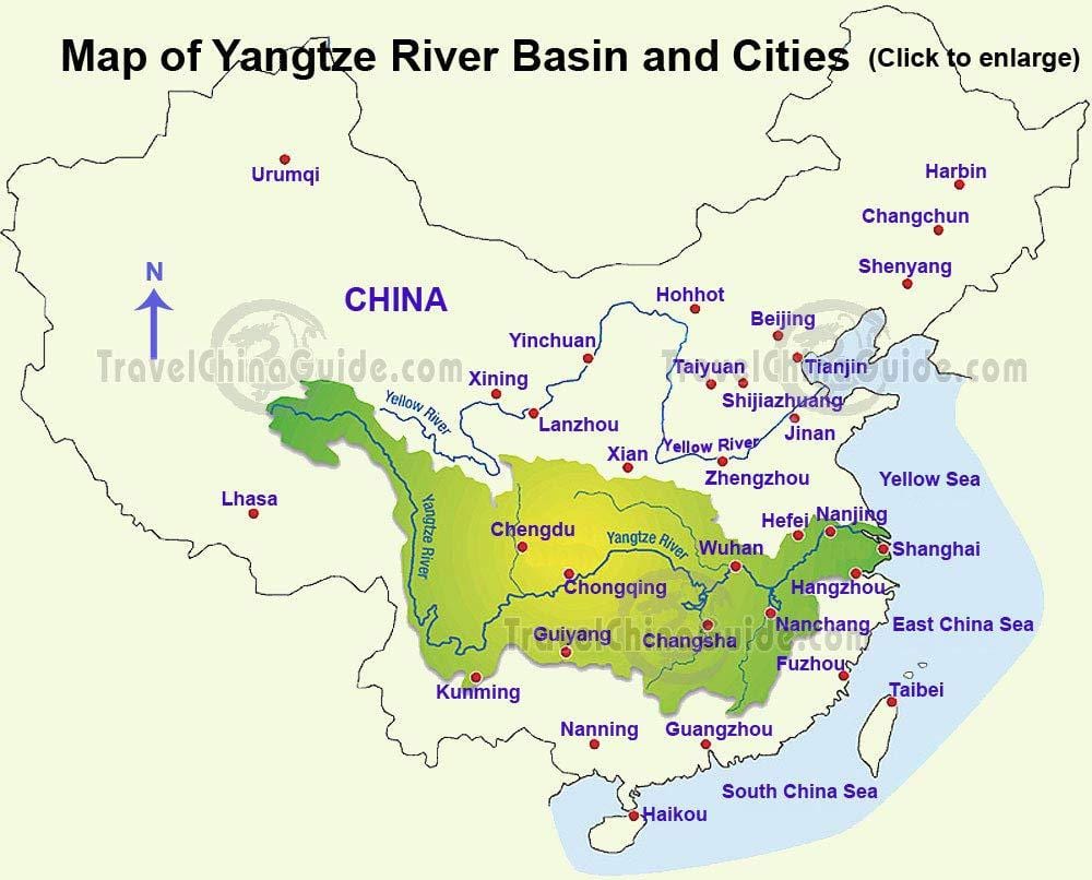 ಚೀನಾ ನಕ್ಷೆ yangtze ನದಿ