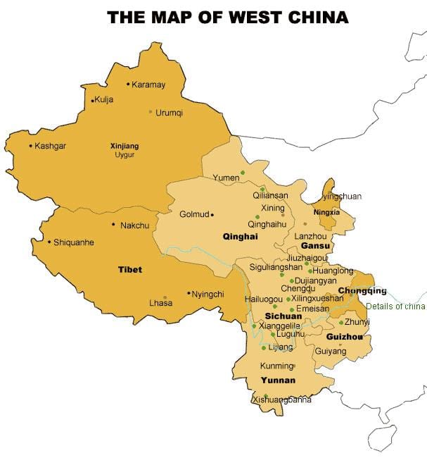 ನಕ್ಷೆ ವೆಸ್ಟ್ ಚೀನಾ